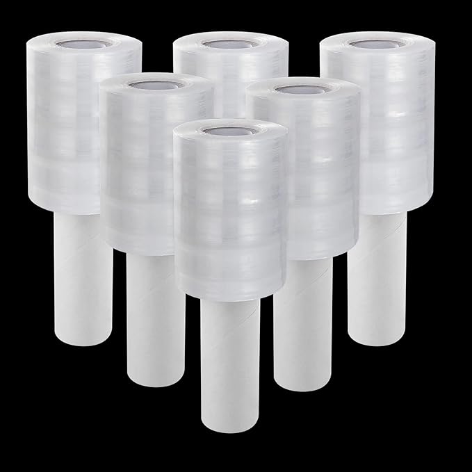 6 Pack Stretch Wrap Film with Handle, 80 Gauge Thick Industrial Strength Hand by HNBun