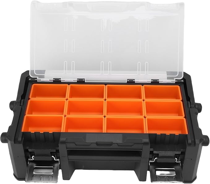 WALFRONT Electronic Tool Box Small Parts Organizer, 18 Compartment Dual Layer - Image 2