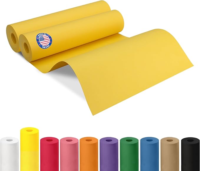 12" x 1200" Yellow Kraft Paper Roll, Kids' Arts & Crafts, School Projects by IDLPackaging