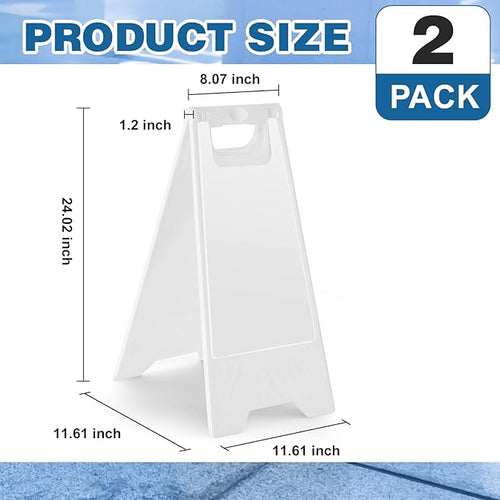 2 Pack 24 Inch Blank Floor Sign White A-frame Foldable Caution Sign Write-On - Image 2