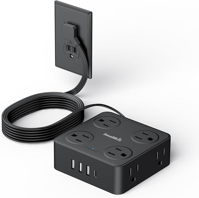 6.5Ft Power Strip with Surge Protector, 8 Outlets 4 USB Ports Extension Cord by SMALLRT