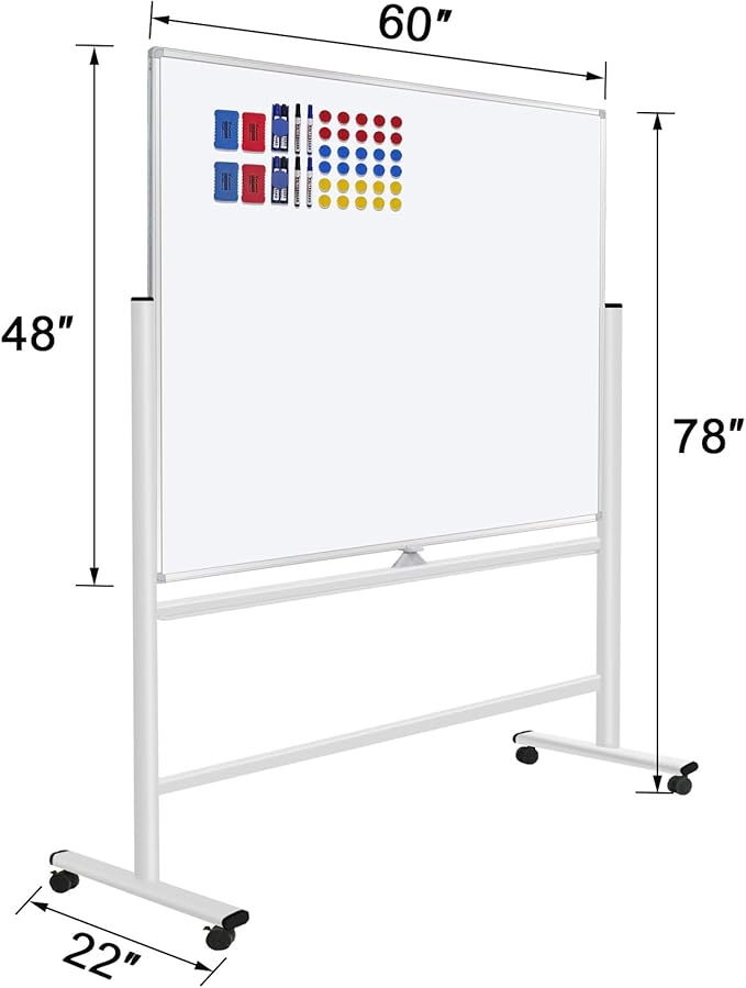 H-Qprobd 60"x48" Mobile Whiteboard Double-Sided Magnetic Dry Erase Board on - Image 7