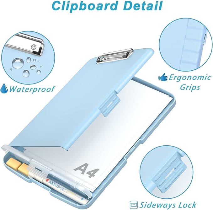 Rimilak Plastic Clipboard with Storage, 8.5 x 11 High Capacity Folio Nursing - Image 5