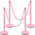 Ferraycle 4 Pcs Stainless Steel Stanchions Post Queue 38 Inch, 5 ft Velvet Rope by Ferraycle