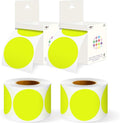 PARLAIM 3" Diameter Round Fluorescent Yellow Color Coding Sticker, 4 Rolls by PARLAIM