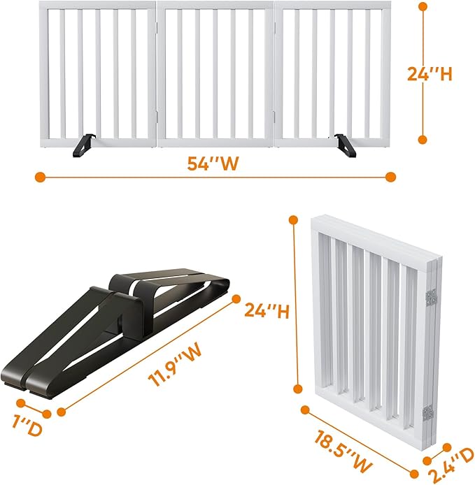 White 18-55" Wide Pet Gate, Bamboo Dog Gate - Image 5