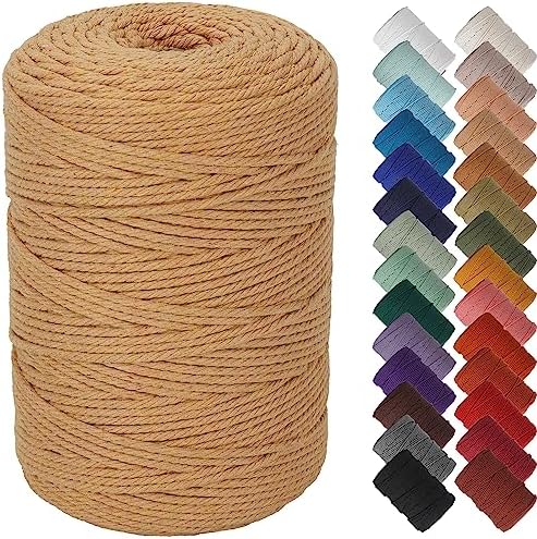 NOANTA Light Tan Macrame Cord 3mm x 328yards, Cotton Rope Macrame Yarn by NOANTA