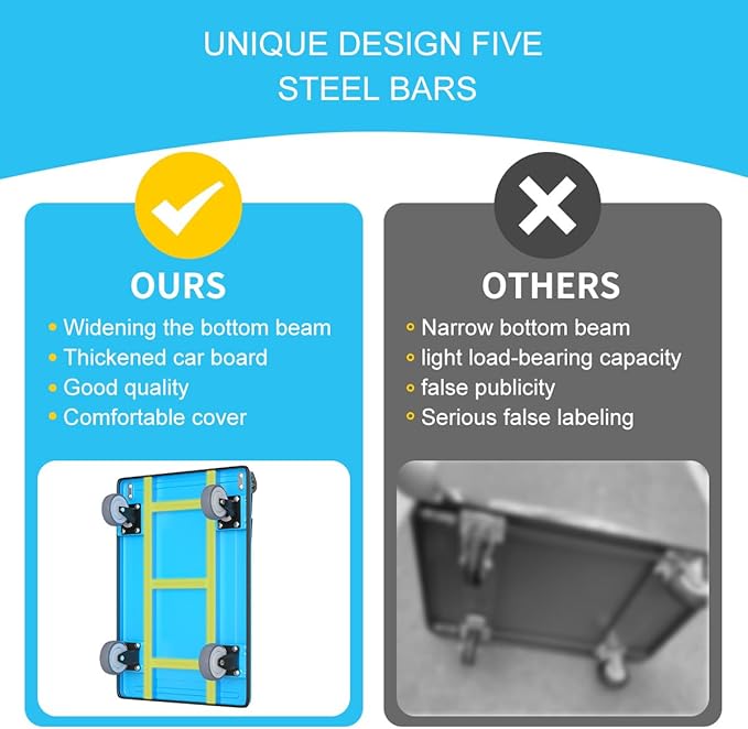 WUD Push Cart, Folding Mobile Platform Trolley, Thickened and Reinforced - Image 2