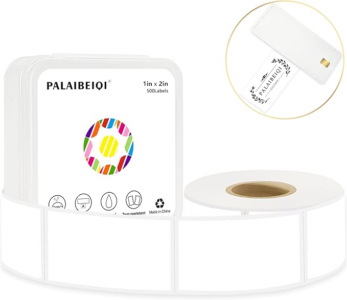 1x2 Inch Thermal Labels, Waterproof Removable Blank Stickers by Palaibeiqi
