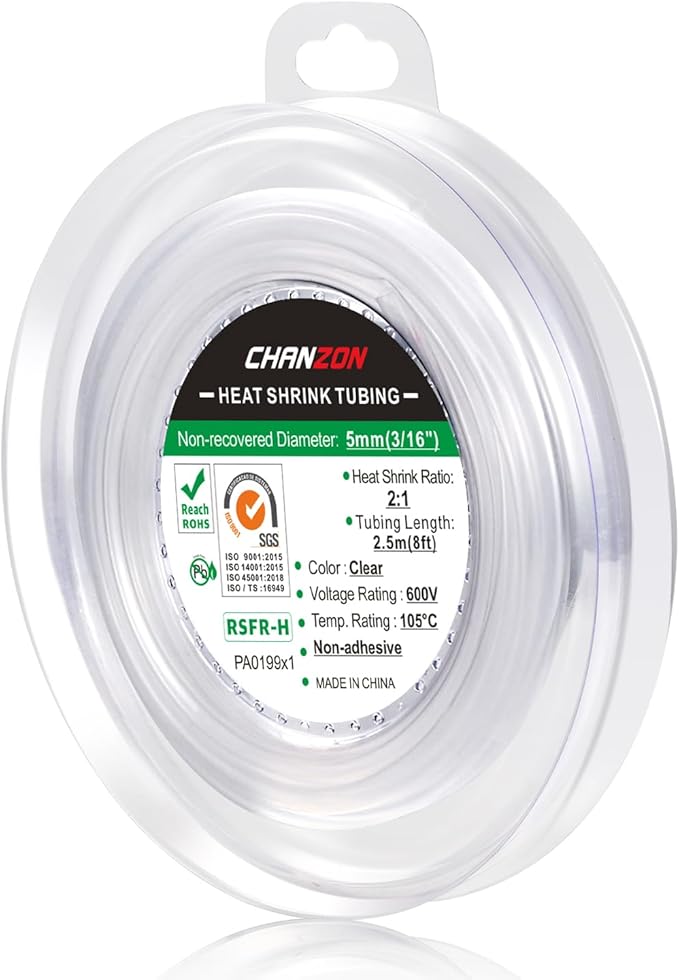 Chanzon 2:1 Ratio 3/16" Heat Shrink Tubing 8Ft Roll Clear/Transparent by Chanzon