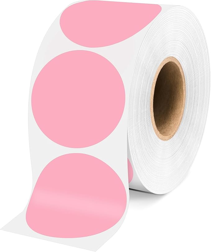 2 Inch Pink Circle Stickers, Permanent Sticky Dots, Colored Dot Stickers by WANSTE