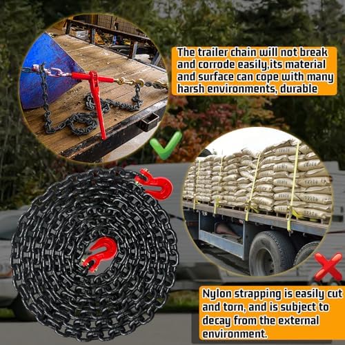 5/16" Binder Chain,15FT Trailer Safety Chains with Clevis Grab Hooks, 4:1 Safety Factor, 4,900 lbs Safe Working Load | Heavy Duty Chain for Towing,Transporting,Logging(EP Black) - Image 5