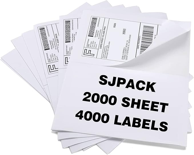 SJPACK Half Page Self Adhesive Shipping Labesl, 8.5" x 5.5" Labels Compatible by SJPACK