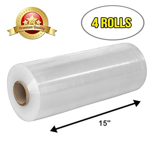 APQ 4 rolls of Cast Hand Stretch Film 15" x 2000'. Hand Stretch Wrap, 60 Gauge - Image 2