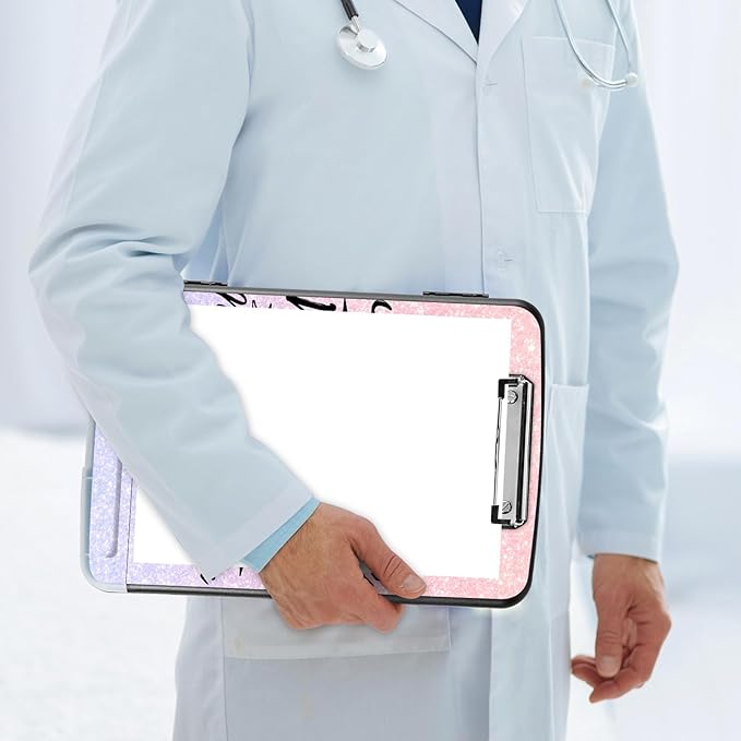 Pink Glitter Clipboard with Storage & Pen Holder - Image 7