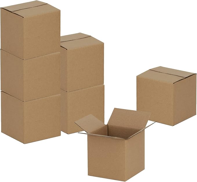 4x4x4 inches Shipping Boxes 50 Pack, Kraft Corrugated Small Cardboard Boxes by GHEIR