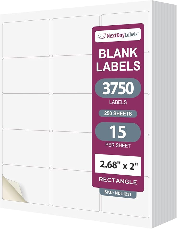NextDayLabels – 2"-11/16 x 2 Rectangular Sticker Labels by NextDayLabels