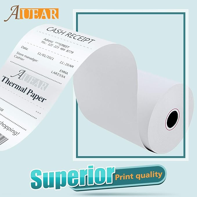 3 1/8" x 230' Thermal Receipt Paper, 80mm BPA Free Point of Sale Cash Register - Image 6