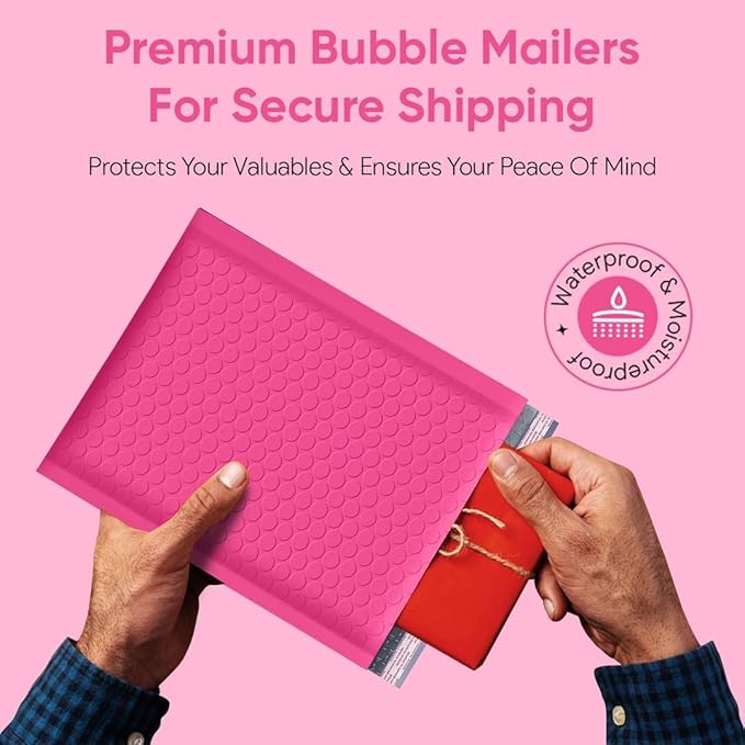Hot Pink Large Poly Bubble Mailers 12x15 inch | Self Seal Padded Envelopes - Image 6