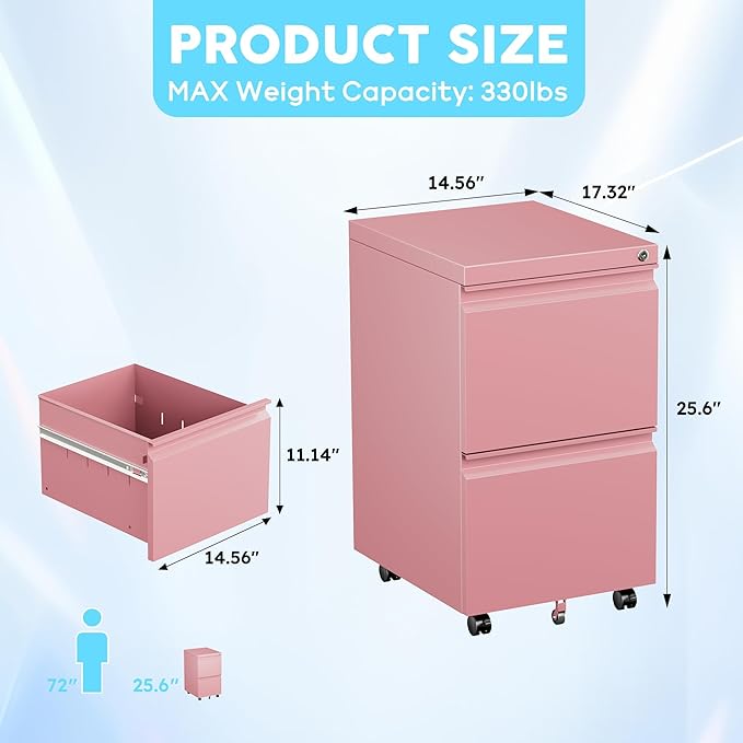 Aobabo 2 Drawer File Cabinet - Image 3