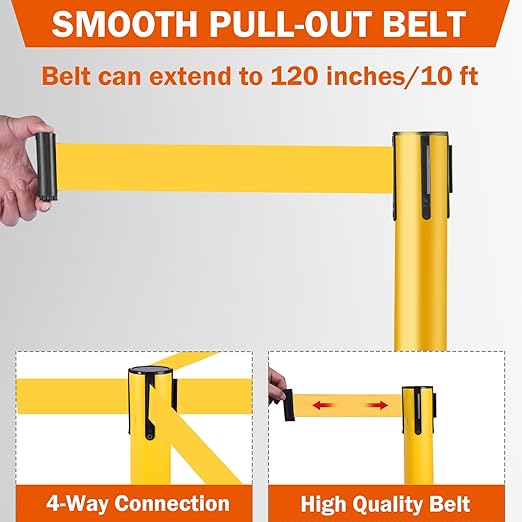 4 Pack Yellow Crowd Control Stanchion Set - Image 5