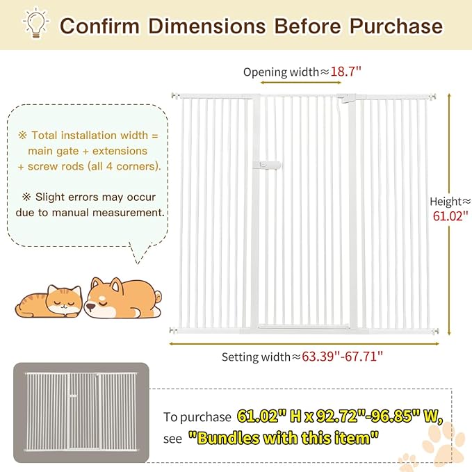 Lumizone Extra Tall Cat Gate 61.02" High Pressure Mounted Extra Wide 2025 New - Image 2