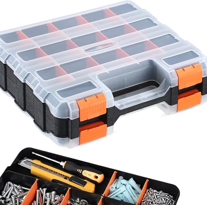 Andalus Tools Organizer Box, Small Parts Storage 34-Compartment Double-Sided by AndalusBrand