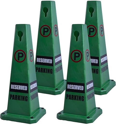 BESEA 4Pack No Parking Cone Green Caution 4 Sided No Parking Cone Reserved by BeSea