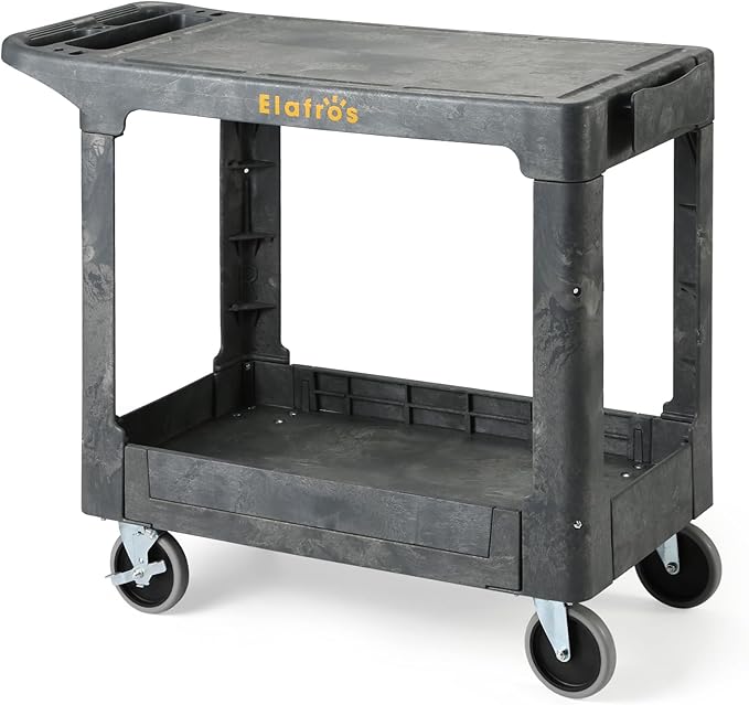 ELAFROS Heavy Duty Plastic Utility Cart Flat top 37 x 18.8 Inch by ELAFROS