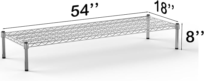 18''W x 54''L x 8''H Chrome Plated Wire Dunnage Rack | Off The Floor Storage - Image 3