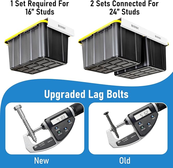 HandT USA Based Overhead Garage Storage Rack, Ceiling Tote Bin Organization - Image 4
