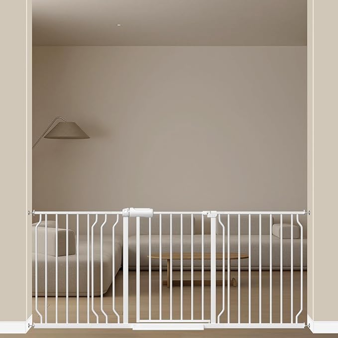 ALLAIBB Extra Wide Pressure Mount Baby Gate Auto Close White Metal Child Dog by ALLAIBB