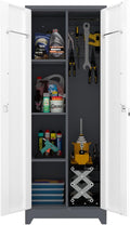 LUCYPAL Metal Garage Storage Cabinet, Broom Closet Storage Cabinet by HomeOfficeFurniture