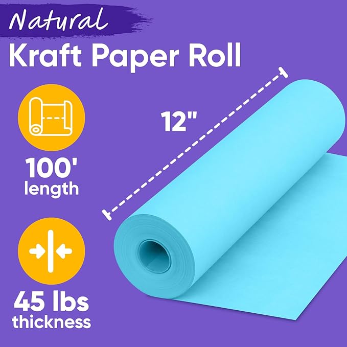 USA Made 12" x 1200" Light Blue Paper Roll, 45 lbs Thickness, American Quality - Image 2