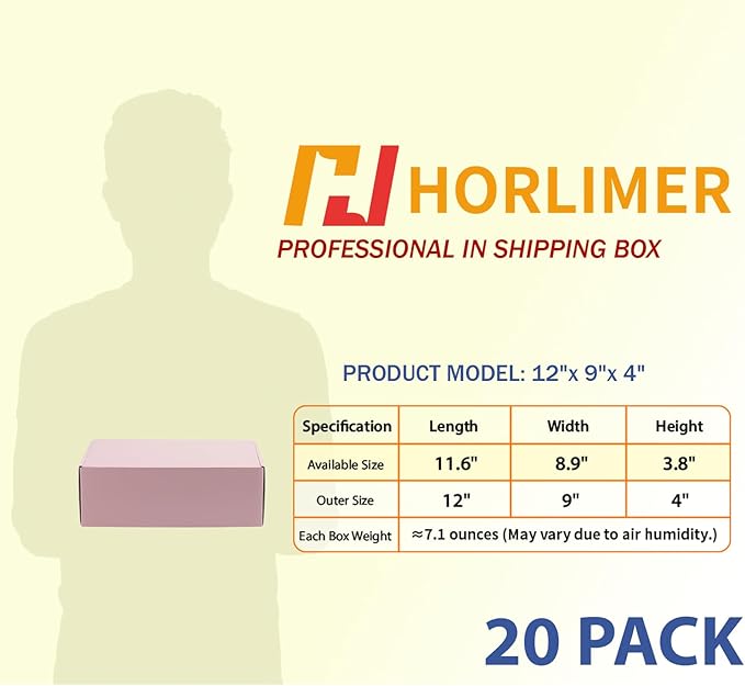 HORLIMER 12x9x4 inches Shipping Boxes Set of 20, Small Business - Image 2