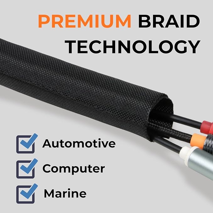 5/16 inch Split Braided Cable Management Sleeve - Image 2