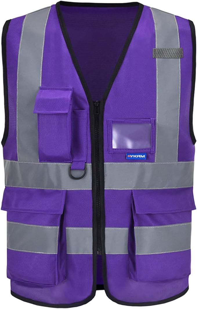 A-SAFETY Safety vest purple Protective Reflective Safety Vest Workwear by A-SAFETY