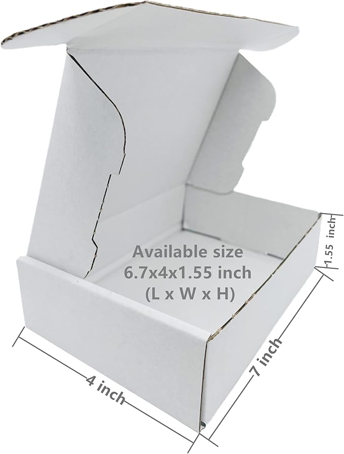 7x4x1.55 inch Small White Mailers Boxes Recyclable Corrugated Gift Box - Image 2