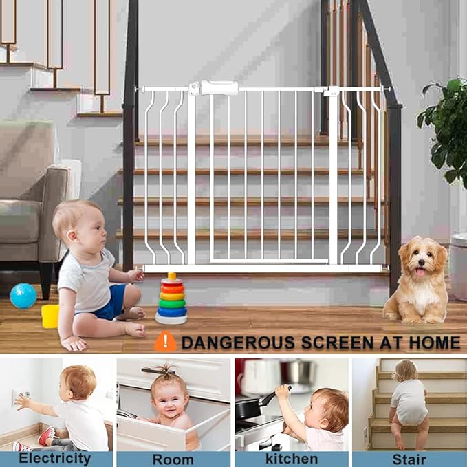 Extra Wide Baby Gate 38.5-43.5 Inch Walk Through Pressure Mounted No Drill - Image 8