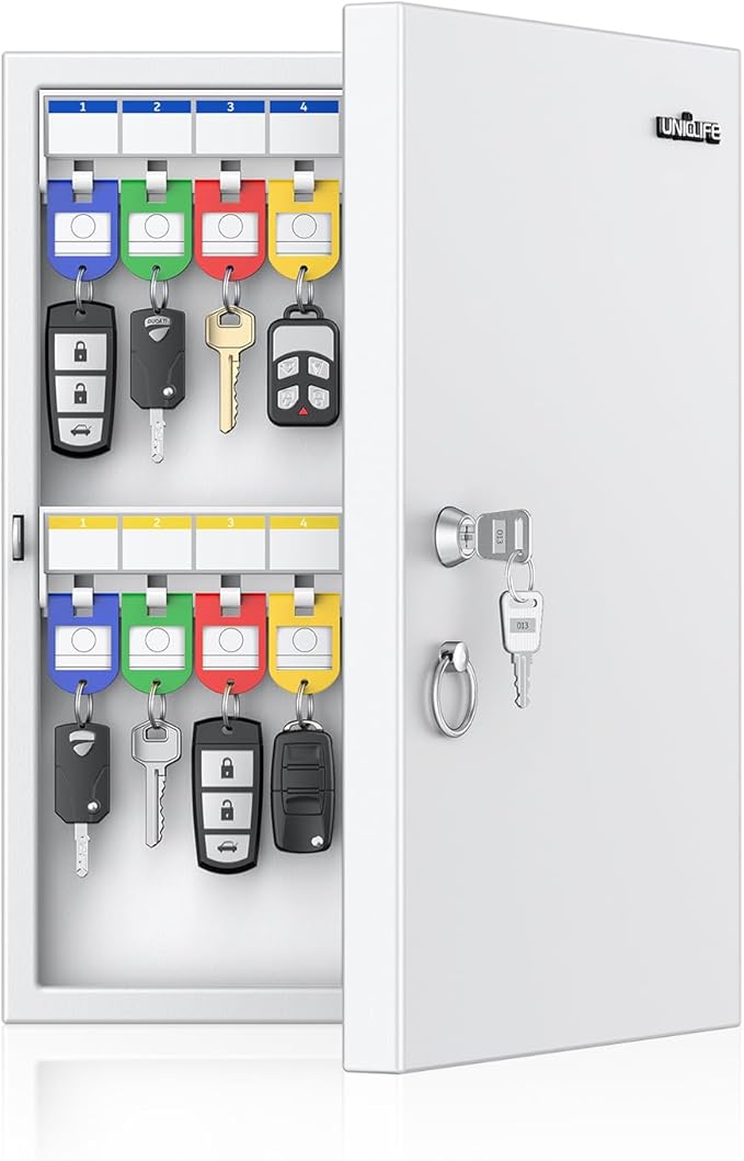 Uniclife 32 Position White Key Lock Box, Wall Mount Key Box, Car Key Organizer by UnicLife