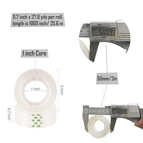 12 Pack Transparent Tape Clear Tape Refills Rolls Each Roll 3/4 x 1000 Inches - Image 2