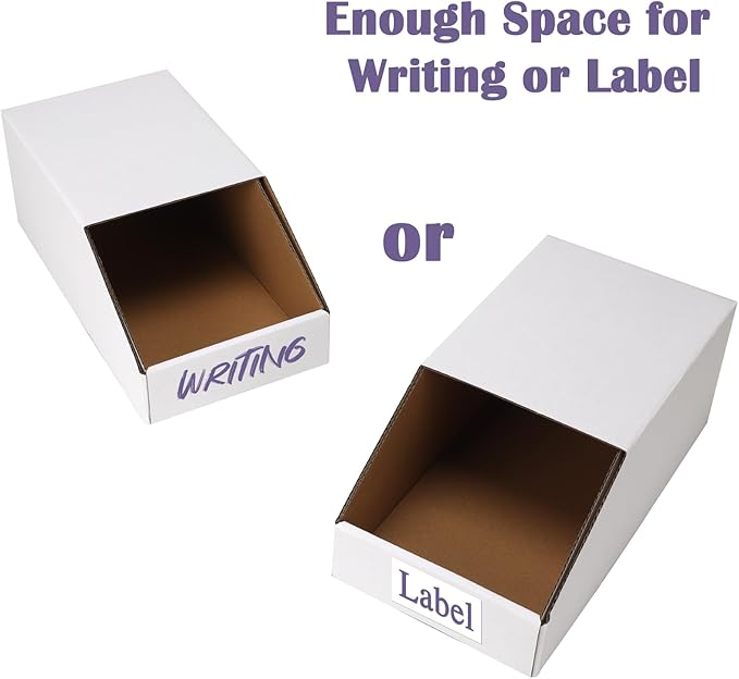 EXYGLO Stackable Cardboard Storage Bins 30 Pack, Corrugated Organizer Bins - Image 4