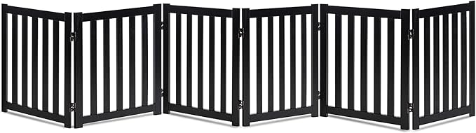 LZRS 6-Panel Extra-Wide Freestanding Wooden Dog Gate Indoor – 24”High Foldable by LZRSPET