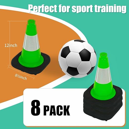 BESEA 12" inch Green Traffic Cones Safety Cones PVC Construction Cones - Image 2