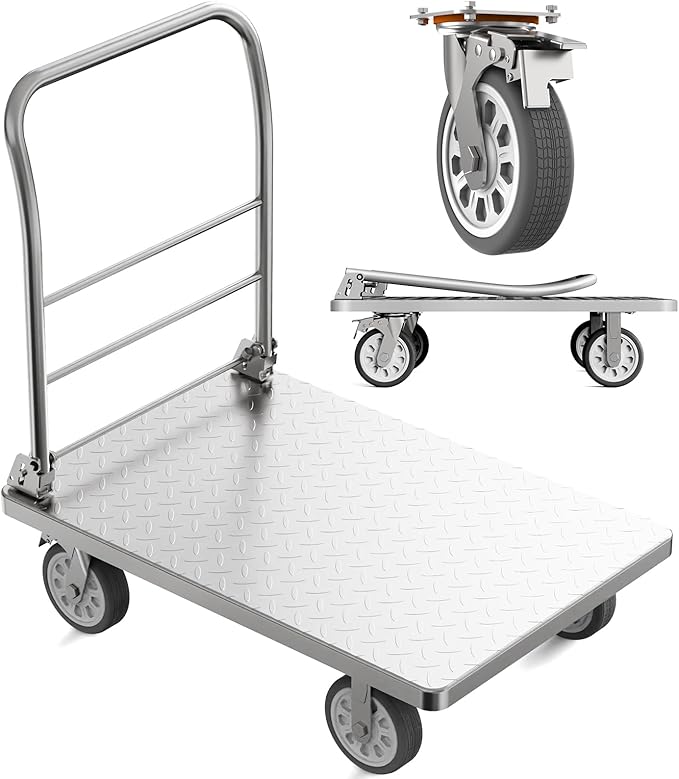 Heavy Duty Platform Truck Cart, Flatbed Cart Folding Hand Trucks, by Hrwug