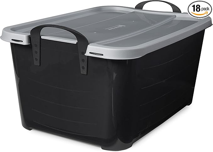 Life Story 18 Pack Heavy Duty Stackable Storage Bin, 55 Quart Home Organizer by LifeStory