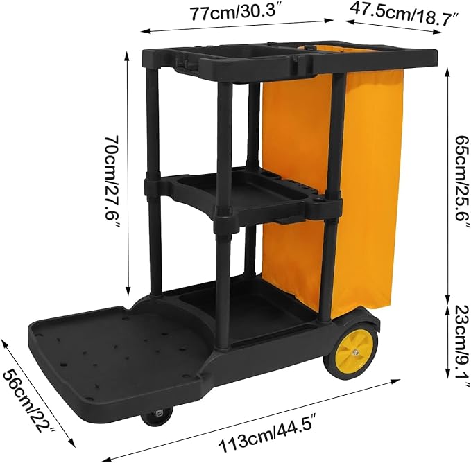 tonchean Commercial Janitorial Cart, 3-Shelf Large Capacity Housekeeping Cart - Image 2