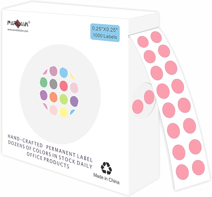 PARLAIM 1000 PCS Color Coding Labels Circle Dot Stickers, 1/4 Inch Roll by PARLAIM