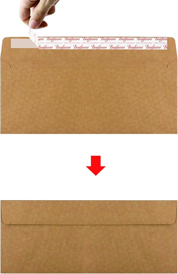 120 Pack #10 Brown Kraft Security Envelopes 4-1/8 x 9-1/2 inches Self Seal - Image 3