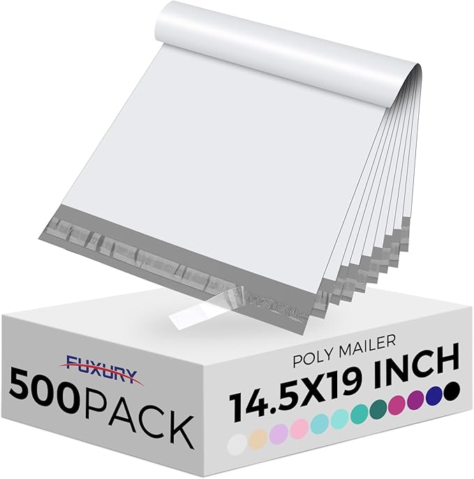 Fuxury 500 Pcs Poly Mailers 14.5x19 Inch, Bulk Shipping Bags by Fuxury